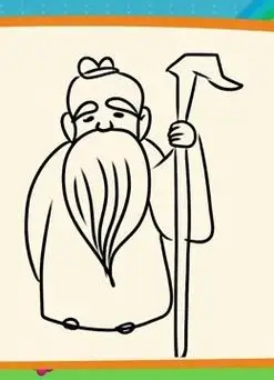 古代人物简笔画 :  第23集 画白胡子老爷爷