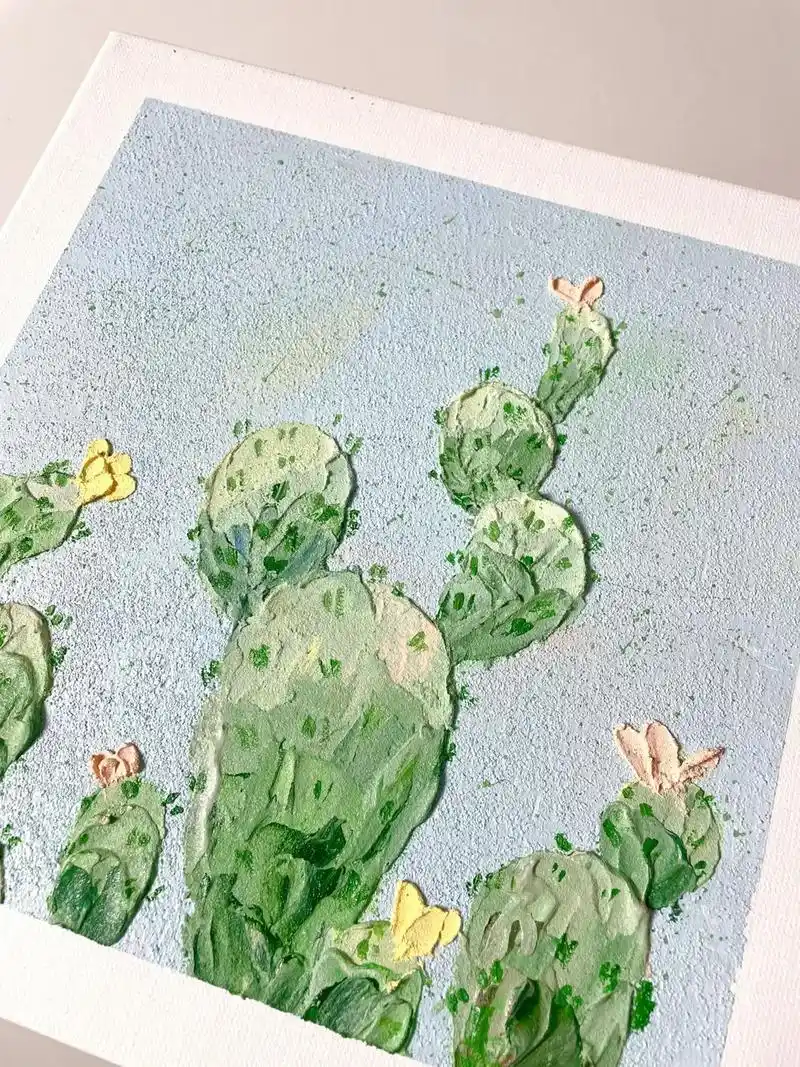 原创肌理画预告仙人掌