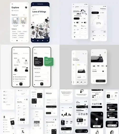 day18-一组黑白app界面设计案例