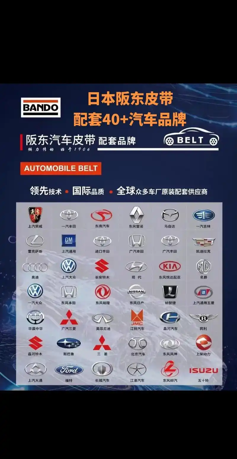 日本阪东皮带,配套40 汽车品牌遥遥领先