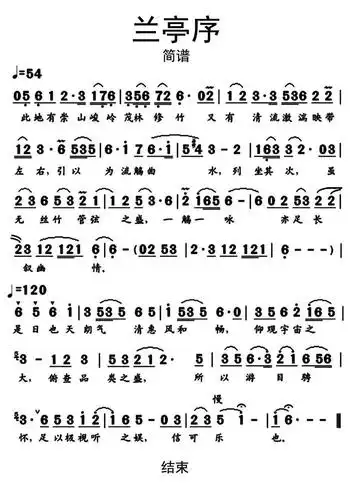 兰亭序简谱乐谱