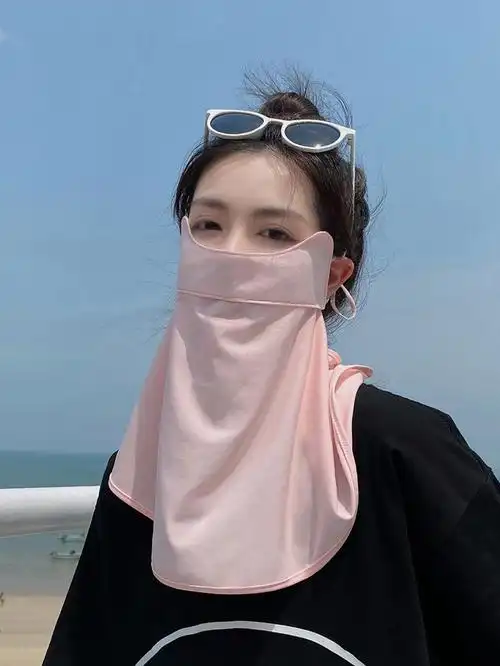 防晒面罩女冰丝脸罩防紫外线遮全脸口罩护颈神器夏季开车薄款面纱长款
