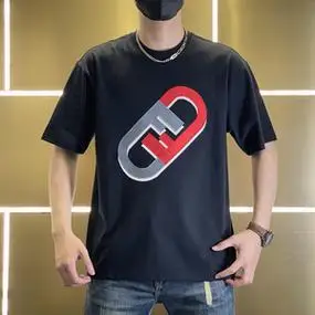 fendi芬迪t恤男夏季新款ff字母印花刺绣logo百搭时尚运动休闲短袖