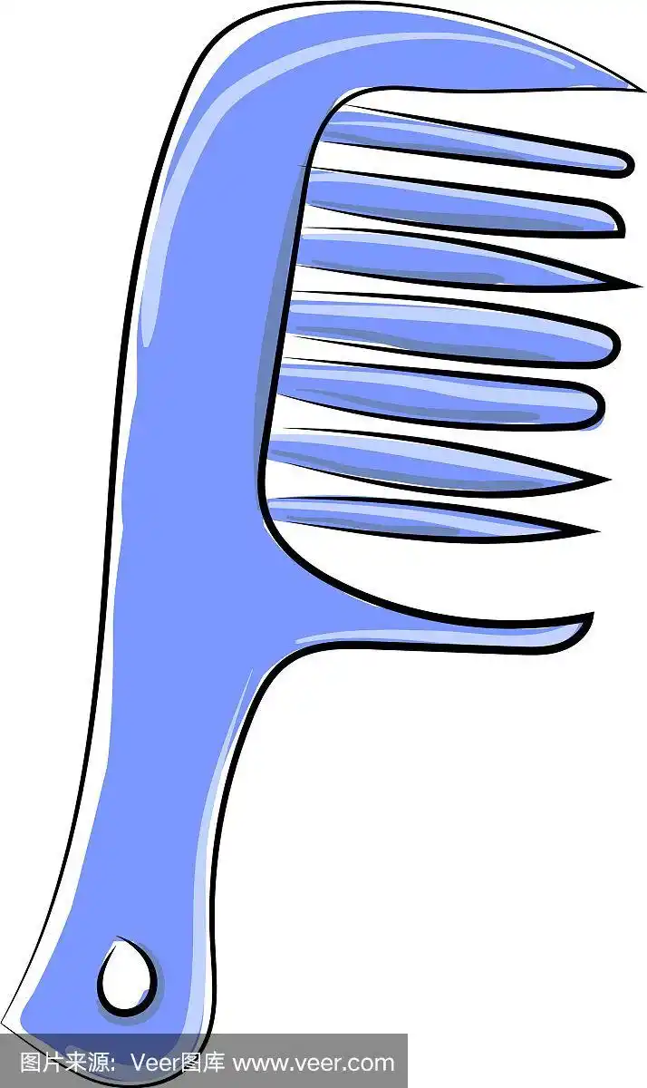 白色背景上的蓝色梳子