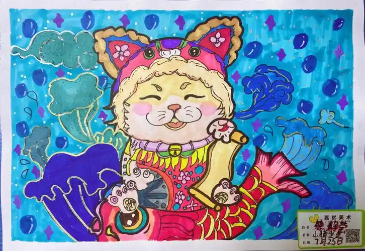 线描动物儿童画