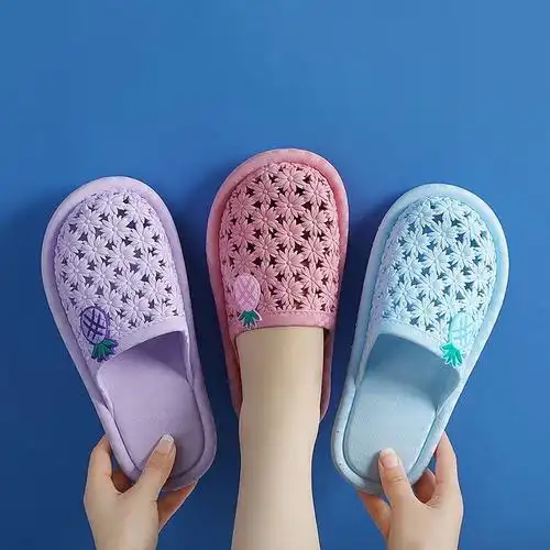 包头拖鞋女夏防滑洞洞鞋家用室内塑料软底半拖鞋透气洗澡浴室拖鞋粉色