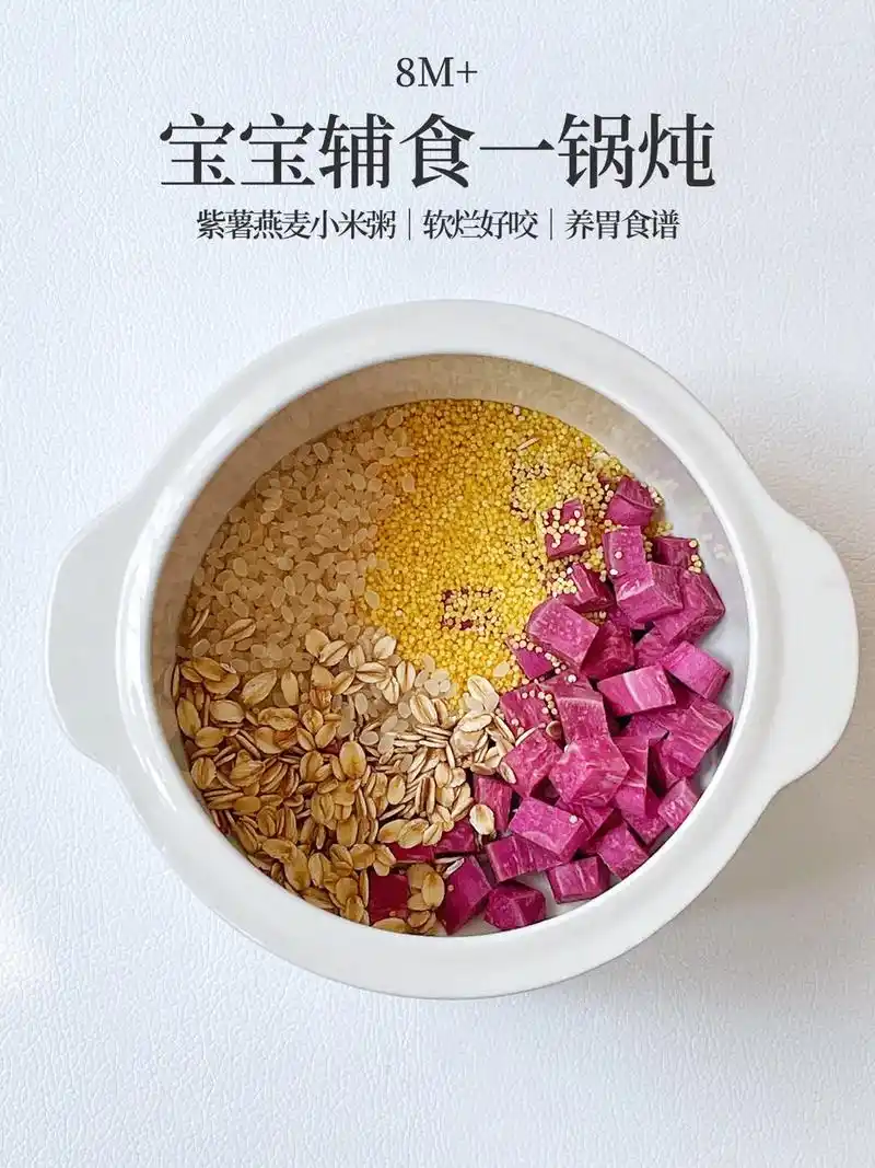 8m 宝宝辅食一锅炖|紫薯燕麦小米粥73.分享今天炖的"紫薯燕 - 抖音
