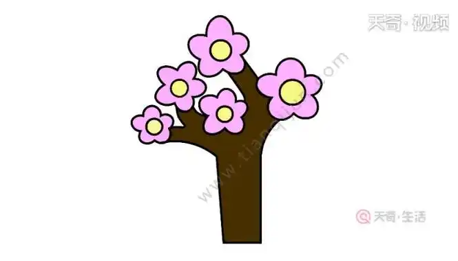 画春天的景色桃花树简笔画桃花树