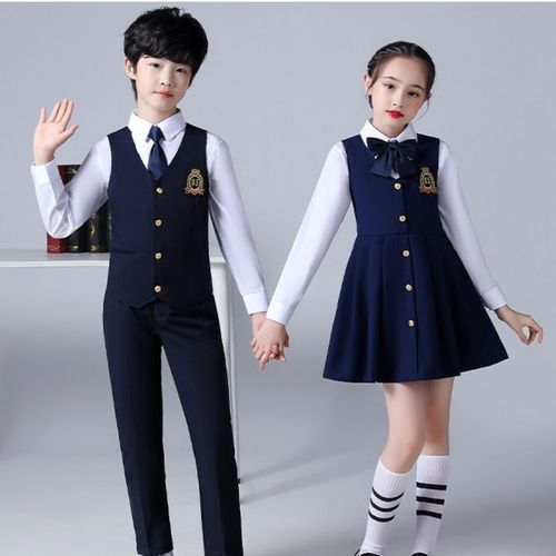 幼儿园英伦小学生套装男女童合唱表演服朗诵演出服英伦学院风校服