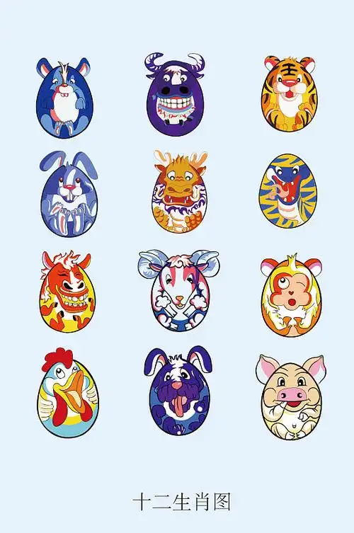 创意矢量十二生肖