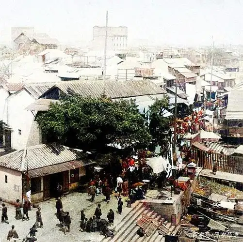 百年老照片:1900年广东广州的老城墙和老街道