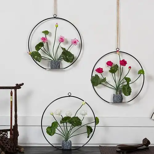 新中式铁艺花环壁饰室内装饰品客厅餐厅墙上挂件饭店卧室墙壁挂饰