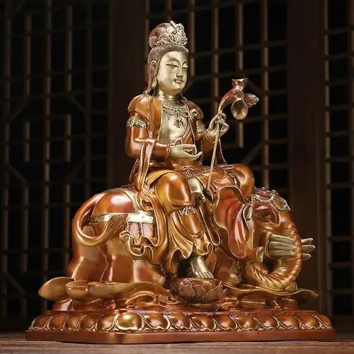 招财纯铜普贤菩萨佛像摆件文殊普萨铜像家居室内供奉家用佛堂神像