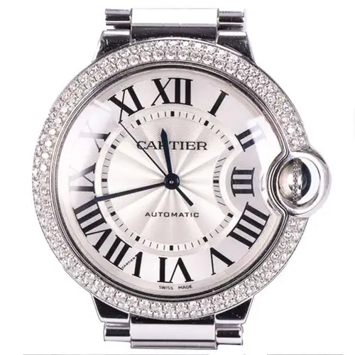 [9.5新]cartier卡地亚 蓝气球系列中号750白金钻圈自动机械表