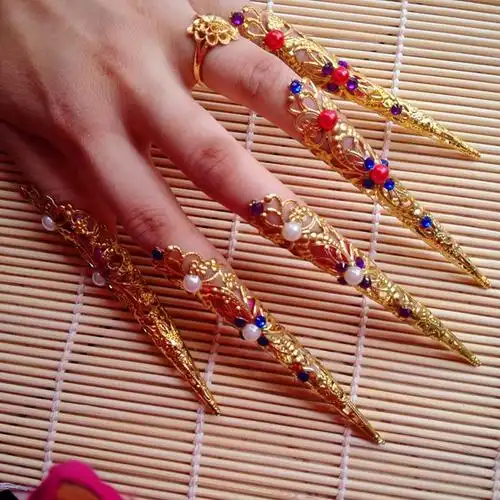 千手观音舞蹈手上饰品护甲套宫廷皇后假指甲套美甲套傣族舞蹈首饰