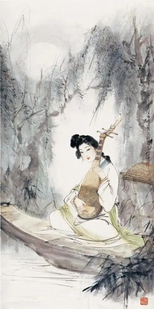 回眸一笑百媚生白伯骅的水墨人物画80图