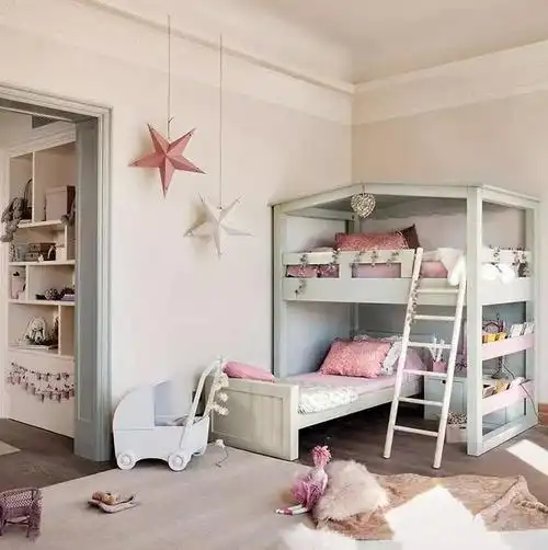双人儿童房只能装上下铺吗?这么设计,更实用更安全!