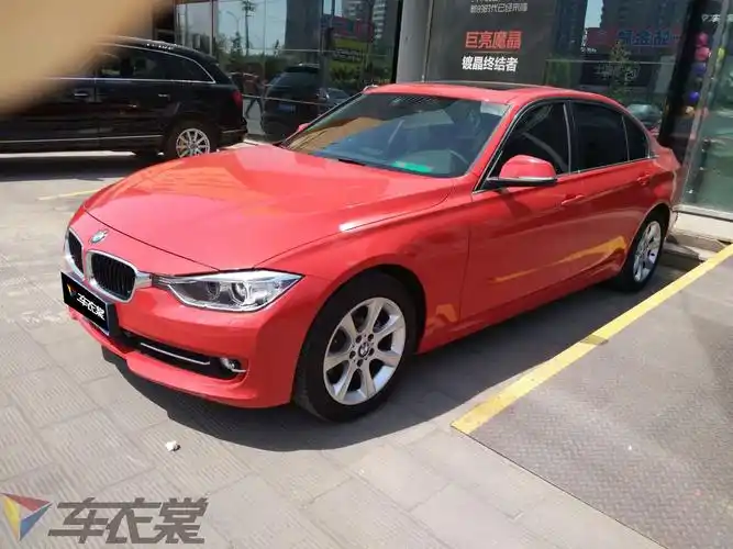 人气烈马宝马328li亮光暗红车身改色贴膜