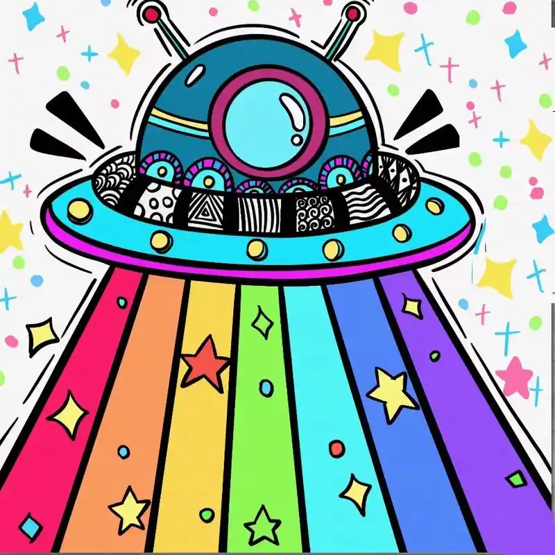 宇宙飞船简笔画儿童画创意画教程.