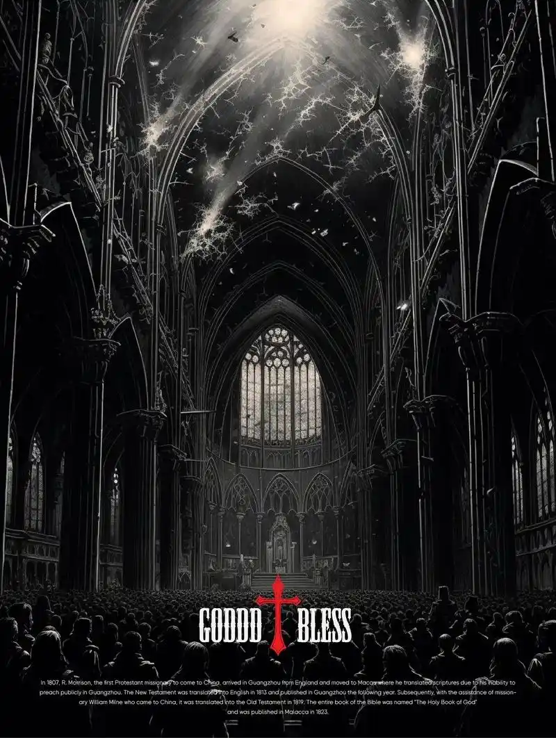 aigc暗黑系天主教哥特式大教堂海报