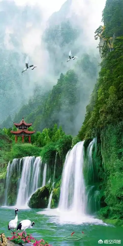 原创「诗词」高山流水繁花飞,琴声幽雅水波纹