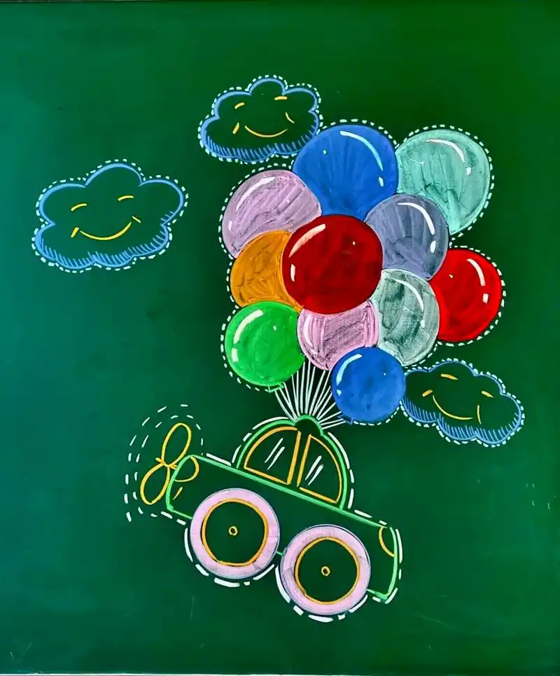 幼儿园 #黑板报 黑板报装饰#粉笔画画 #简笔画 作品来源 - 抖音