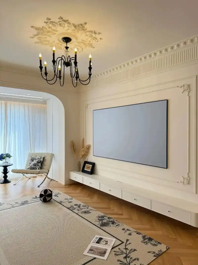 全屋通刷乳胶漆 石膏线条,简单好看又便宜. 石膏线吊顶