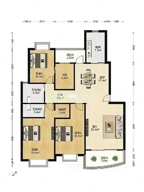 金地天逸130平做四房一平12900元搭一个车位满二