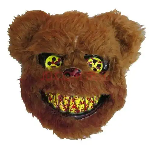 抖音同款血腥兔子 泰迪毛绒狂欢派对万圣节恐怖兔子发光面具 血腥泰迪