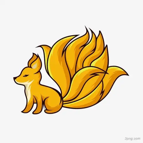 卡通可爱橙色的九尾狐