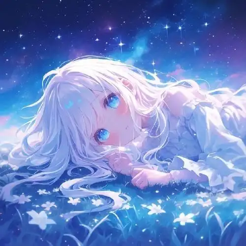 仰望星空丨银发可爱女生头像#唯美图片##氛围感##女生头像##治愈系