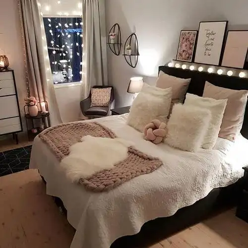 粉色的ins风格卧室装修满足你的少女心这么装太美了