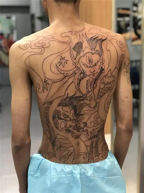 满背纹身#二郎神纹身