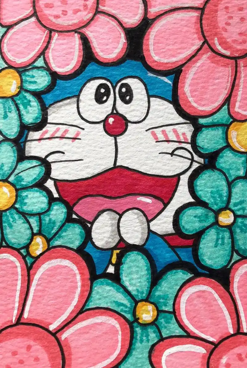 可爱的蓝胖子#哆啦a梦 #简笔画教程 - 抖音