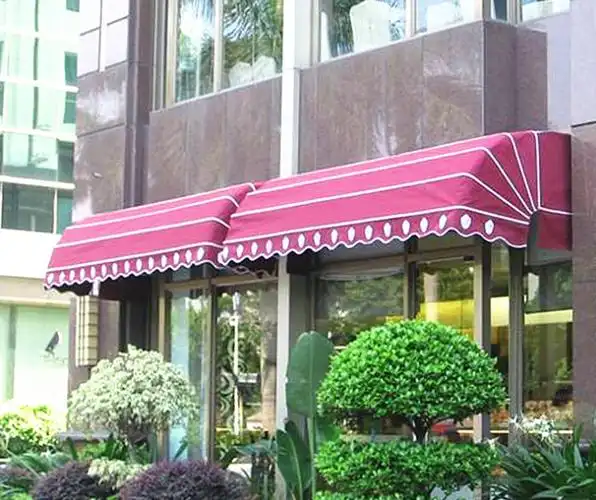 户外西瓜遮阳装饰篷上海 门店咖啡厅固定梯形棚别墅伸