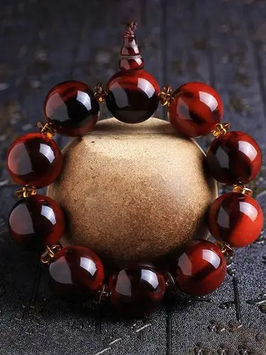 牛角保真天然老牛手串藏式血丝文玩饰品收藏手链