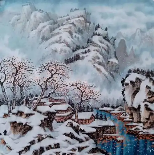 落雪红尘,美亦千年,他笔下的水墨冰雪画一幅更比一幅美