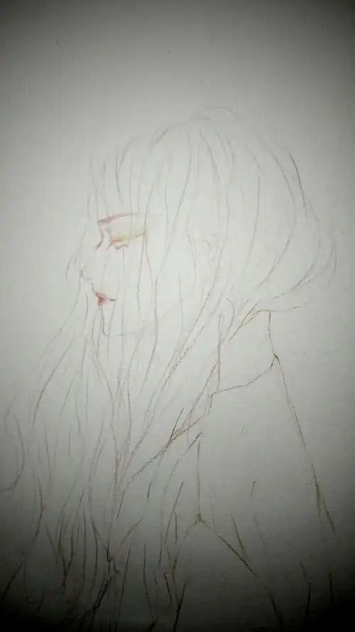 彩铅线稿 侧脸