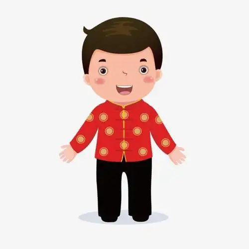 古代小男孩穿唐装简笔画