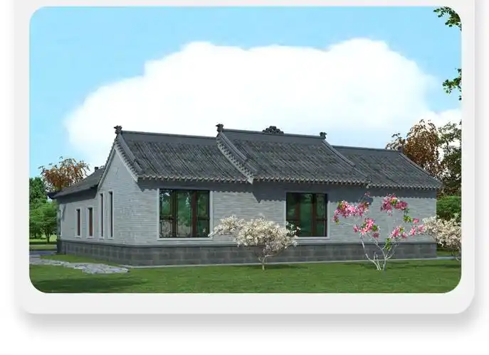 一层中式四合院自建房设计图纸徽派别墅设计带院子效果图