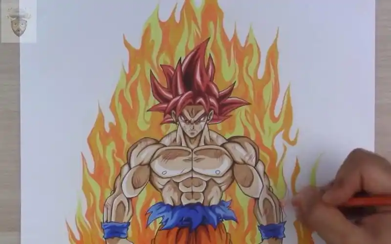 如何画悟空超级赛亚人之神!分步教程