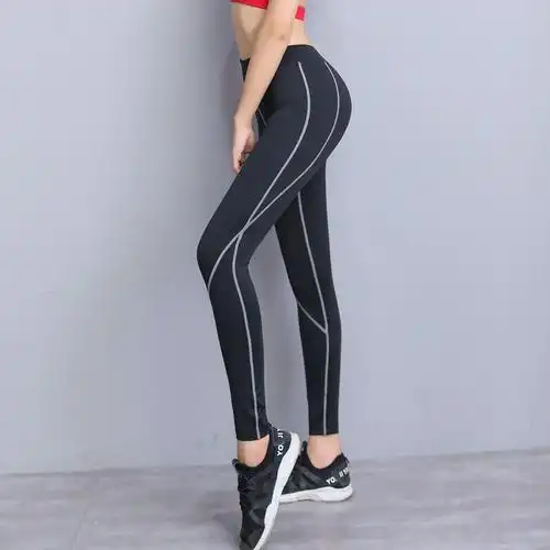 [2018新品]紧腿美臀 女士运动裤条纹瑜伽健身服装长裤 高弹速干