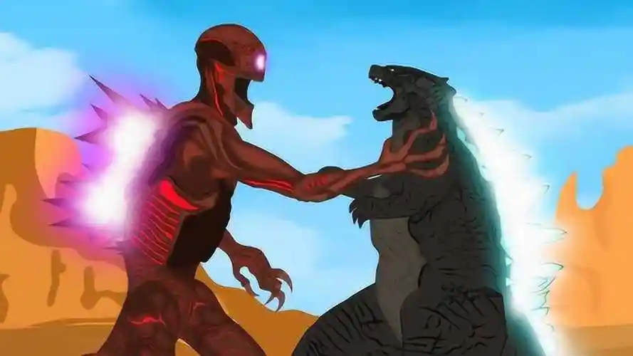 哥斯拉:哥斯拉与蓝衣奥特曼协手对战巨型怪兽!