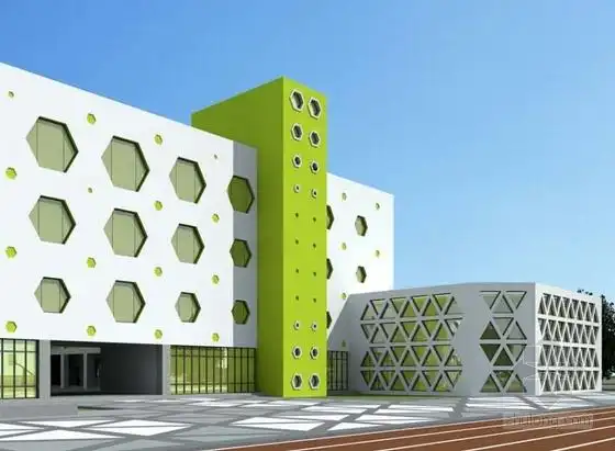 [浙江]现代风格蜂巢型幼儿园及小学部教学楼设计方案文本