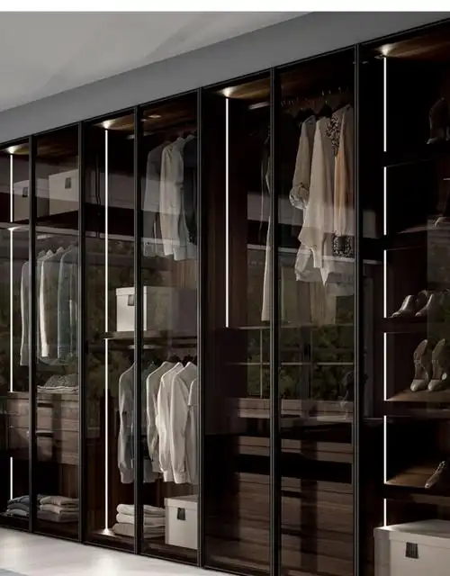 优嘉亿美卧室整体衣柜定制现代简约玻璃推拉门衣帽间定做全屋家具