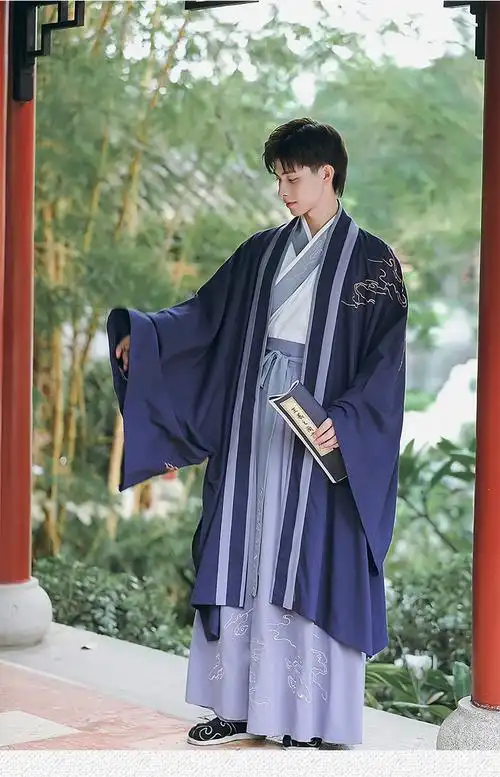 宋制男汉服绣花对襟披风交领长袖上襦一片式襦裙三件套演出服品质定制