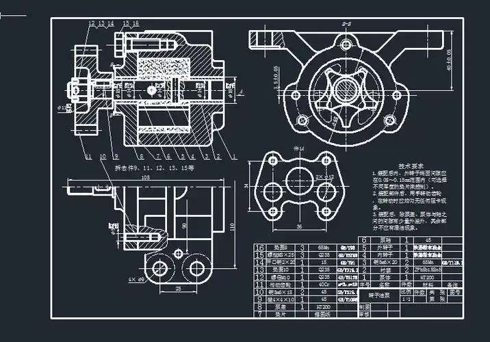 转子油泵装配图cad图纸