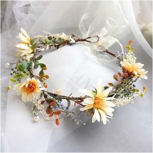 誉尚荣(yushangrong)花环头饰森系甜美菊花花环海边度假影楼拍照写真