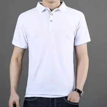 polo衫男士修身翻领韩版短袖上衣白色m