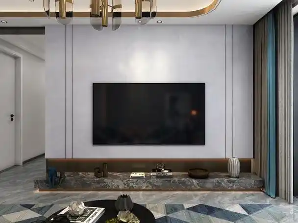 背景墙设计|这4套简约大气的悬空电视岩板背景墙,值得入手!